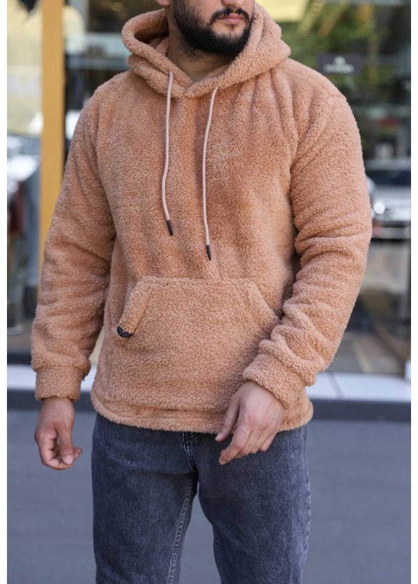 4'lü Peluş Kapşonlu Sweatshirt - Açık Kahverengi - 9001