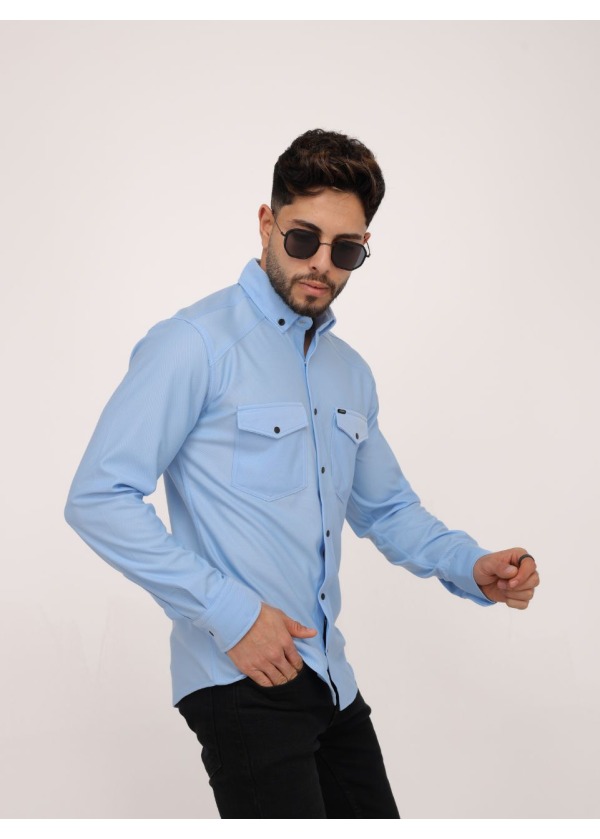 4'lü Regular Fit Cepli Gömlek - Mavi - 2042