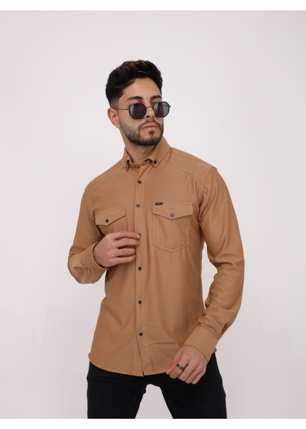 4'lü Regular Fit Cepli Gömlek - Kahverengi - 2042