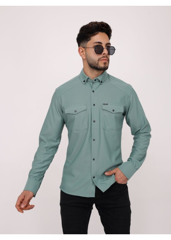 4'lü Regular Fit Cepli Gömlek - Turkuaz - 2042