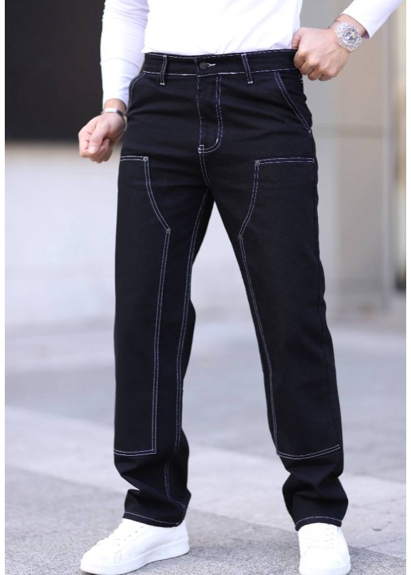 5'li Seri Baggy Kot Pantolon - Siyah - 5035